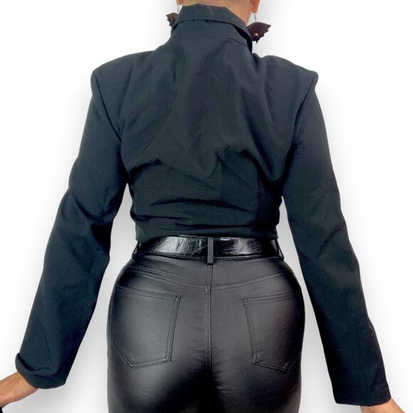 90's KOJI YOHJI designer cropped black jacket with chain detail - Picture 8 of 12